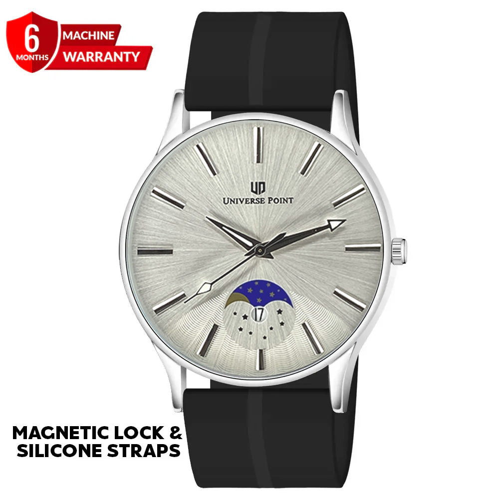 Universe Point Magnetic Lock and Silicone Strap Watch For Men