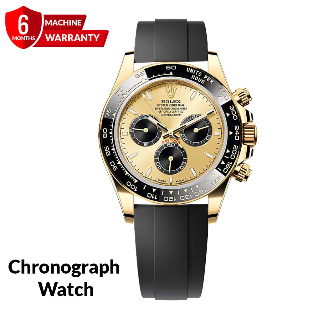 Luxury Chronograph Oyster Swiss-Made Watch with Silicone Straps & Timeless Design