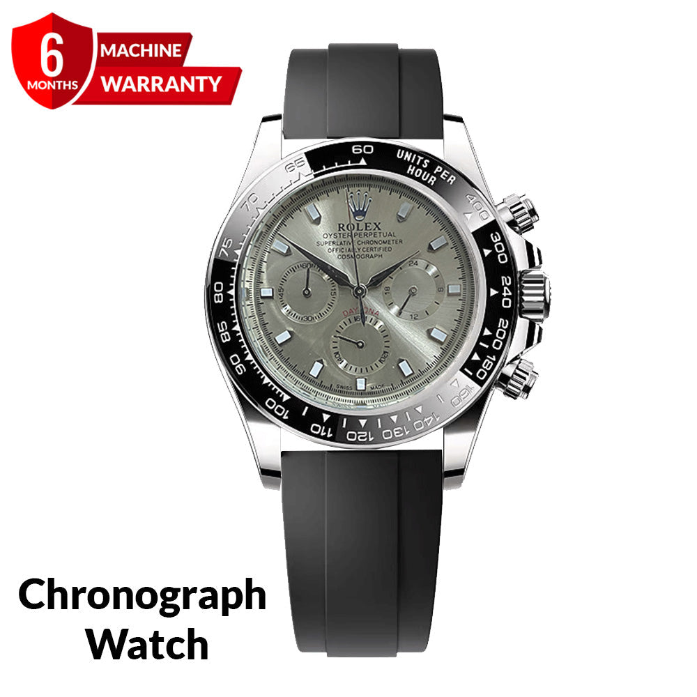 Luxury Chronograph Oyster Swiss-Made Watch with Silicone Straps & Timeless Design