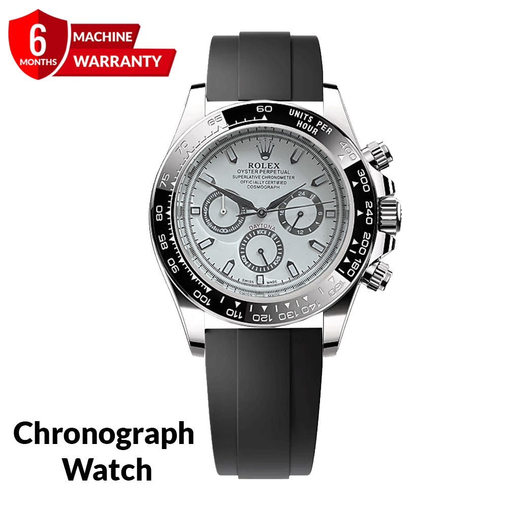 Luxury Chronograph Oyster Swiss-Made Watch with Silicone Straps & Timeless Design