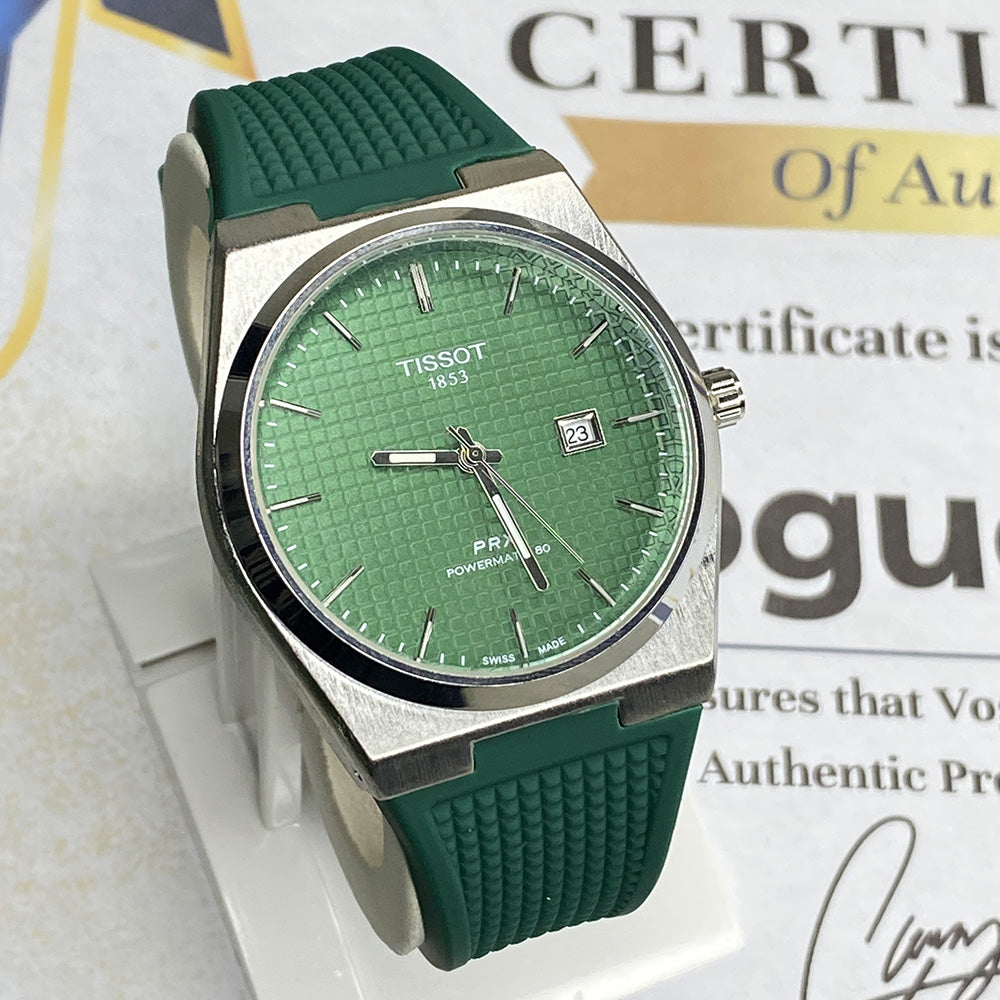 TIS-PRX 1853 Swiss Watch for Men with Silicone Band and Date Display