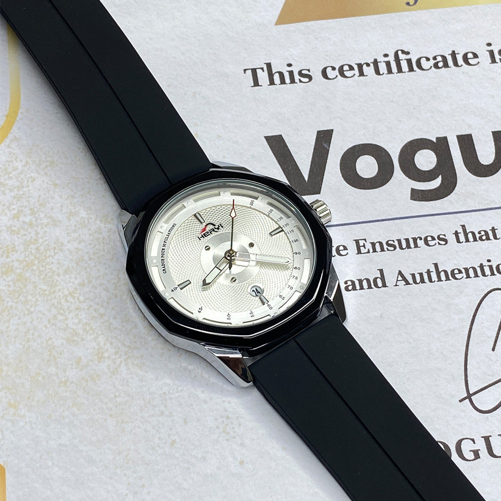 Heyri Octagonal Dial Magnetic Lock Watch for Men with Silicone Straps & Date Display