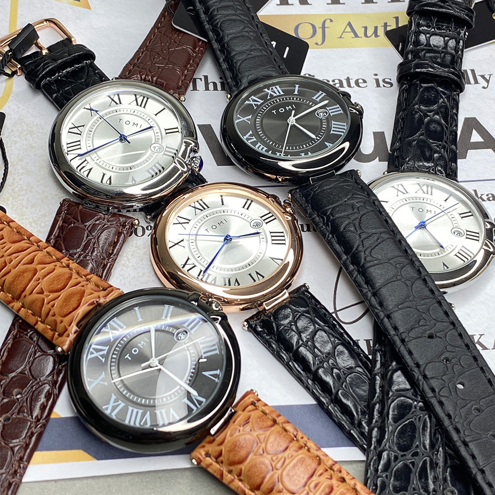 TOMI T-075 Round Dial Watch with Quality Straps & Date Display – For Men