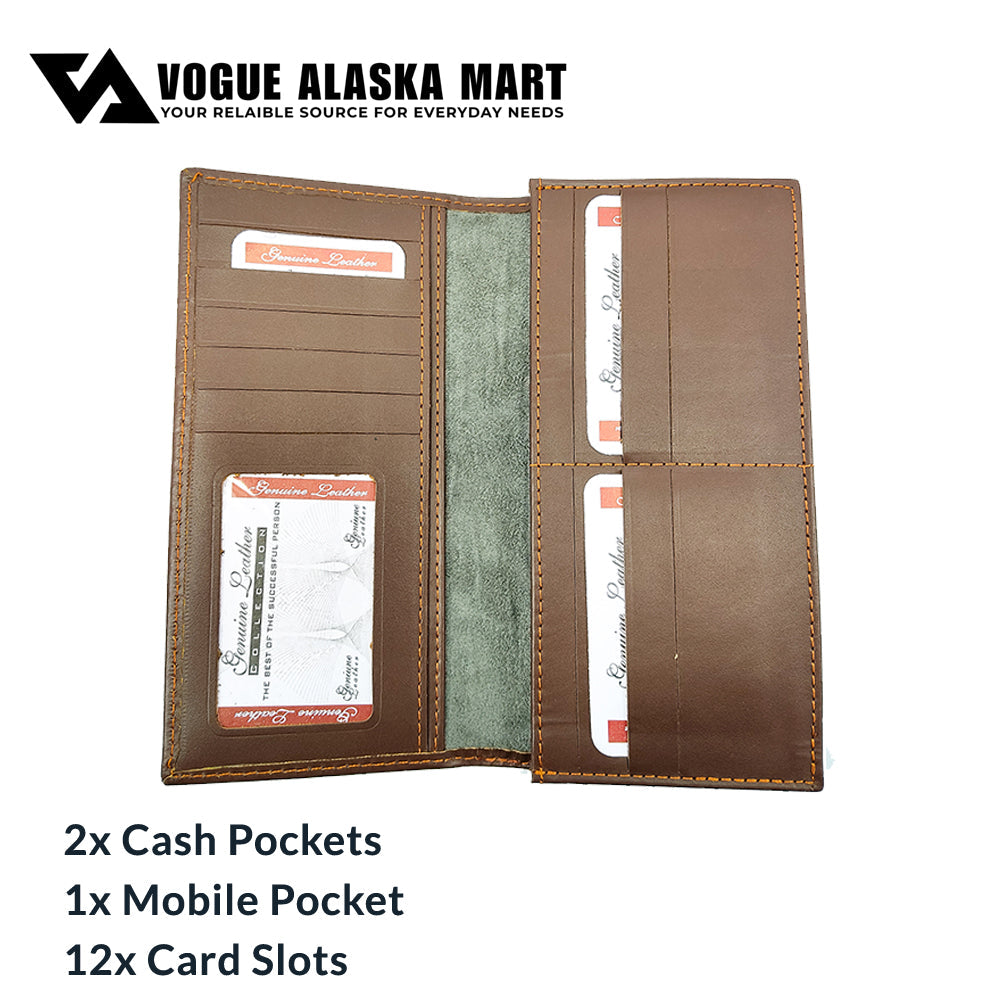 Men’s Premium Slim Long Wallet – Mobile Money & Card Holder