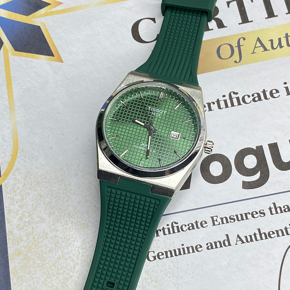 TIS-PRX 1853 Swiss Watch for Men with Silicone Band and Date Display