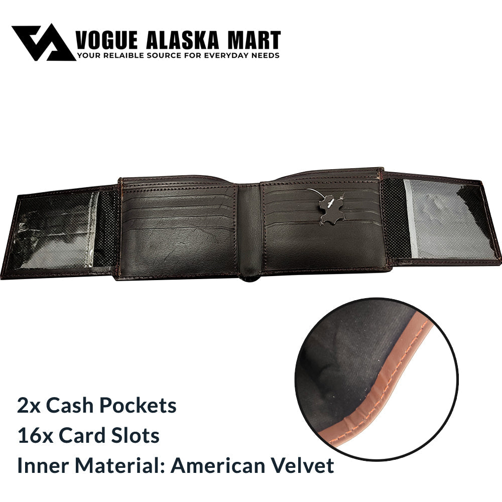 Slim Bifold Men’s Wallet with 16 Card Slots – Stylish & Compact Design