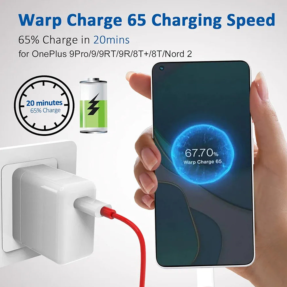 Original OnePlus 65W Warp charger With Cable
