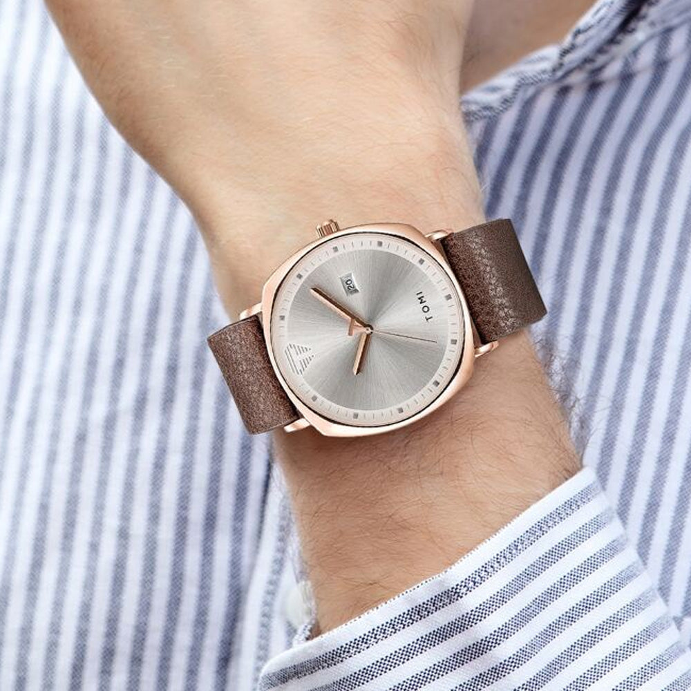 TOMI T-044 Classic Strap Watch for Men with Quartz Movement and Date Display