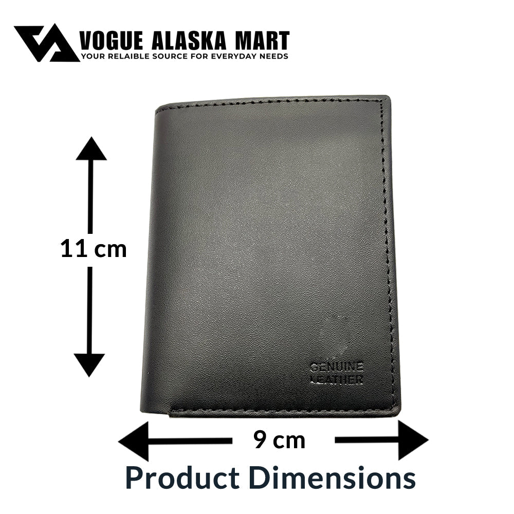 Genuine Cow Leather Slim Bifold Wallet for Men – Business Card Holder