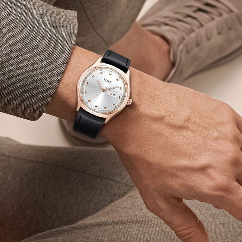 TOMI T-030 Original Quartz Watch with Day & Date Display and Premium Strap for Men