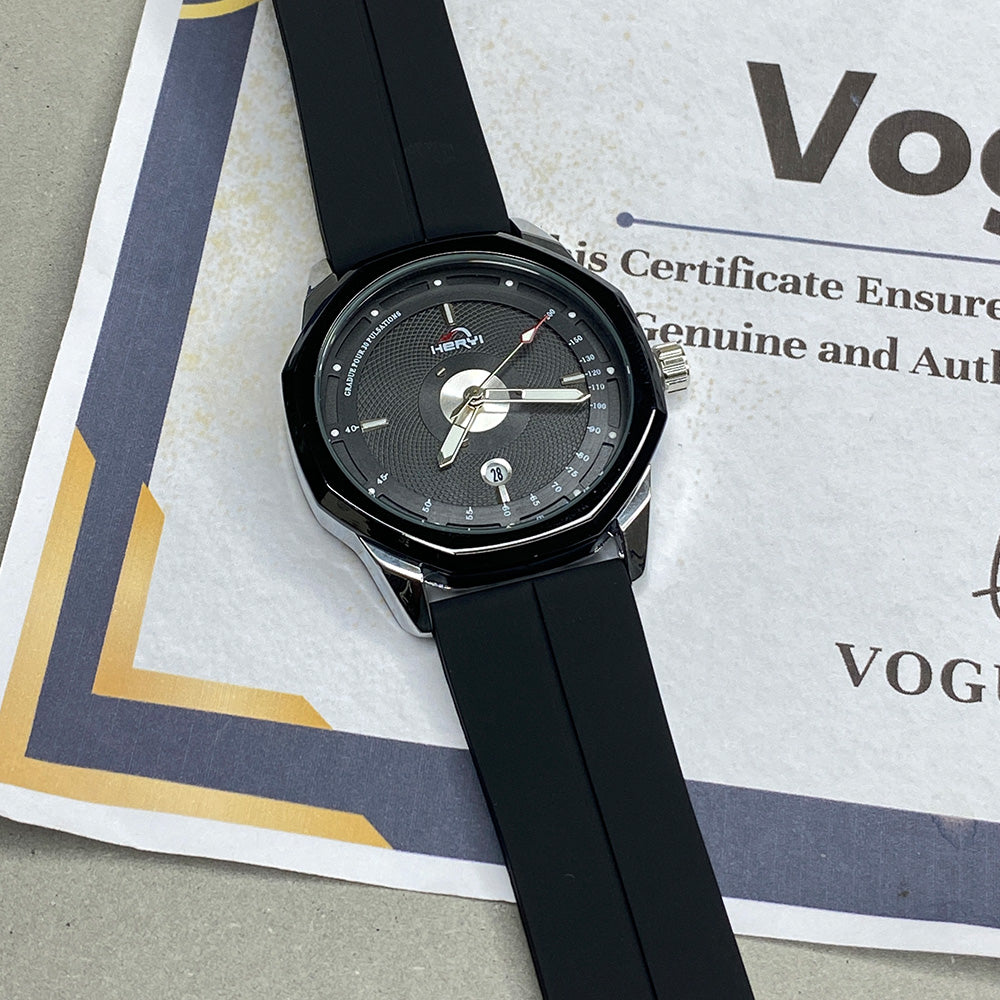 Heyri Octagonal Dial Magnetic Lock Watch for Men with Silicone Straps & Date Display