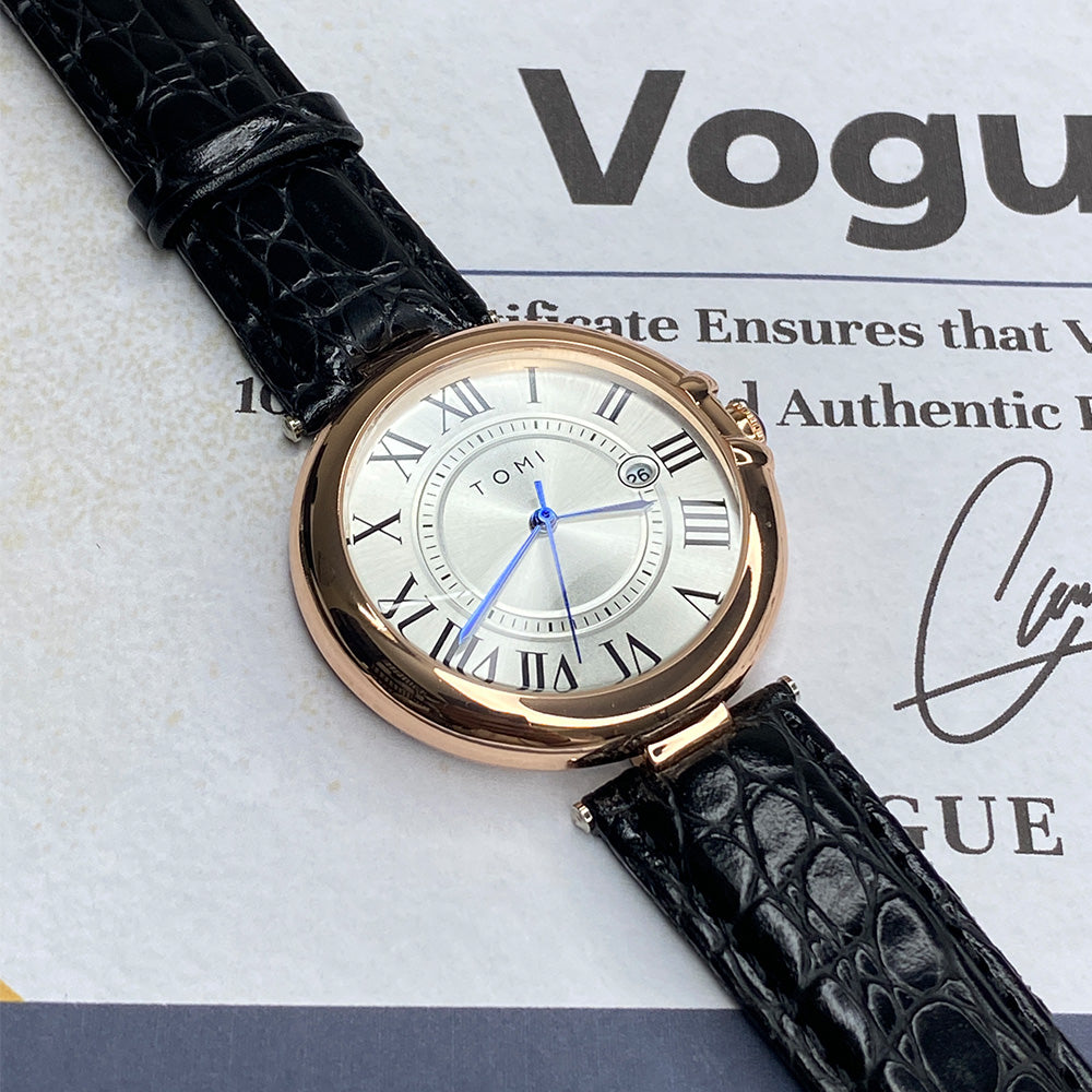 TOMI T-075 Round Dial Watch with Quality Straps & Date Display – For Men