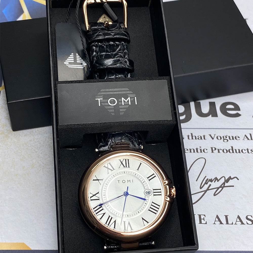 TOMI T-075 Round Dial Watch with Quality Straps & Date Display – For Men
