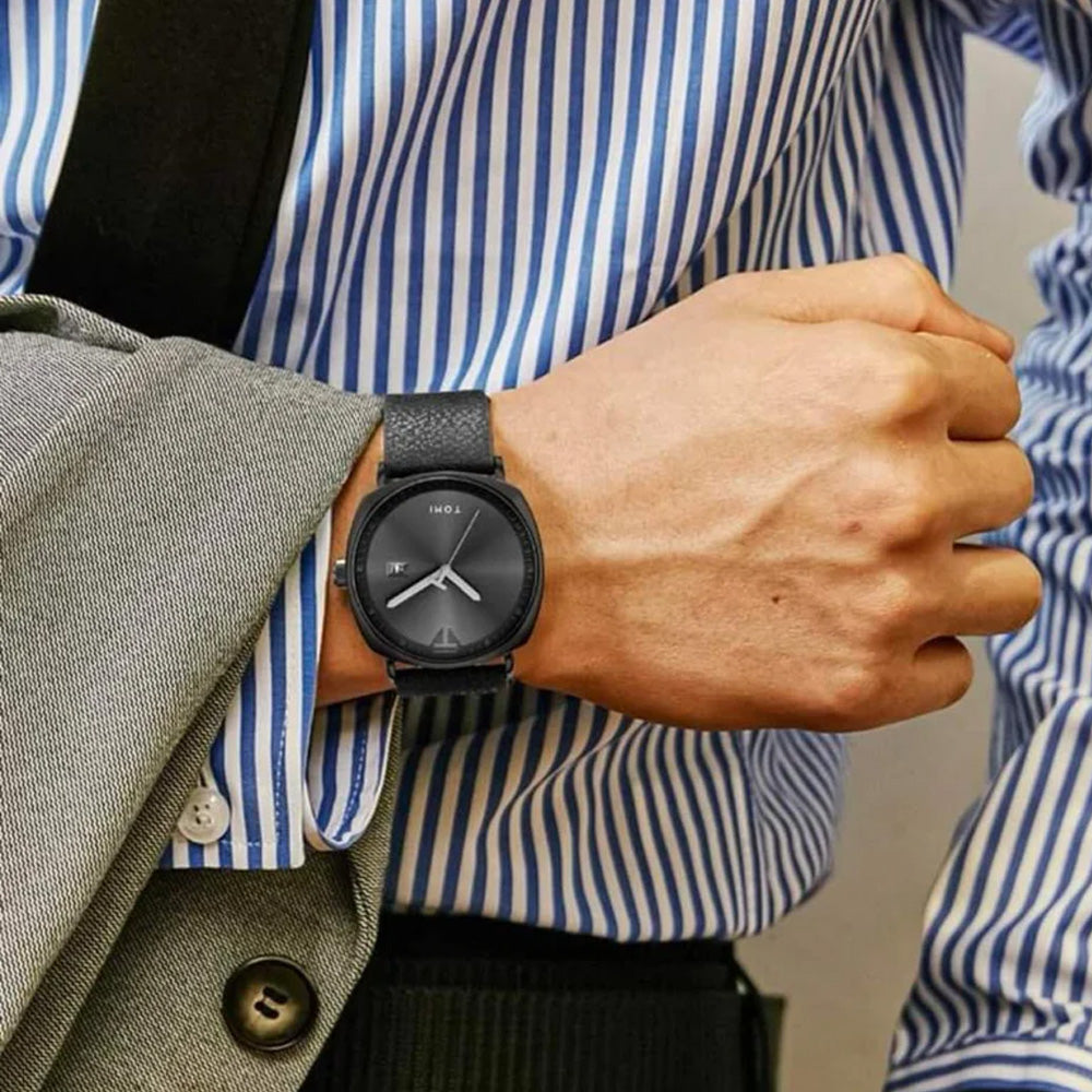 TOMI T-044 Classic Strap Watch for Men with Quartz Movement and Date Display