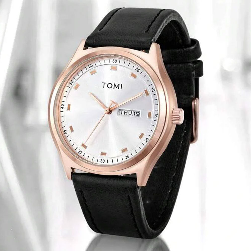 TOMI T-030 Original Quartz Watch with Day & Date Display and Premium Strap for Men
