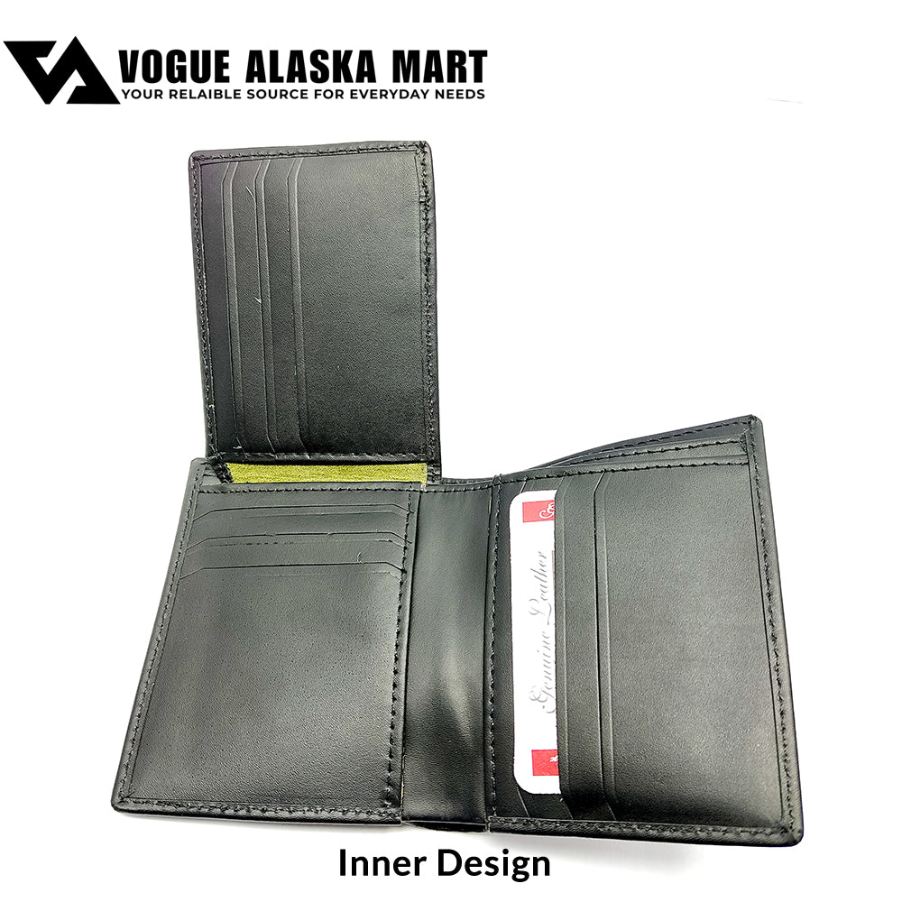 Genuine Cow Leather Slim Bifold Wallet for Men – Business Card Holder