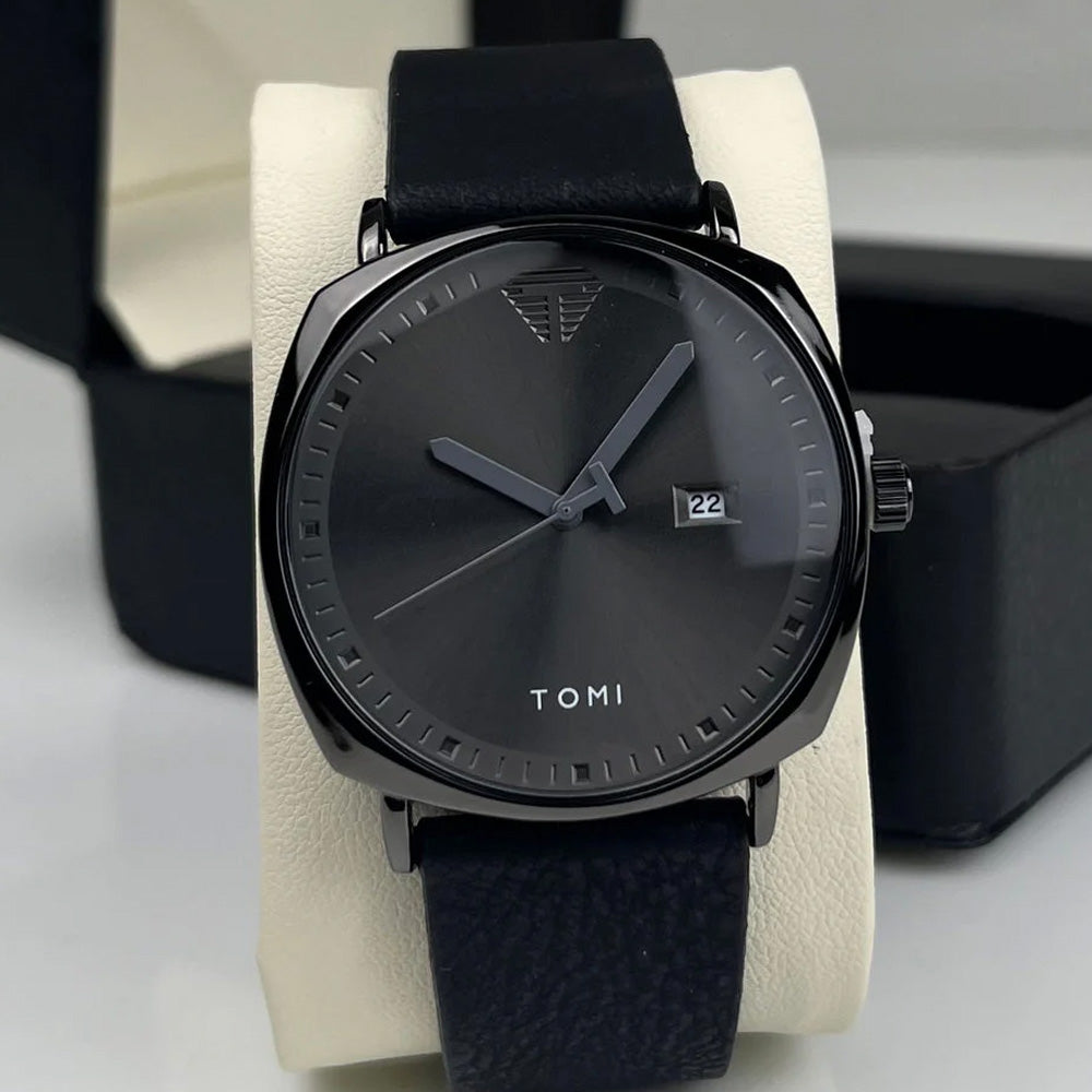 TOMI T-044 Classic Strap Watch for Men with Quartz Movement and Date Display