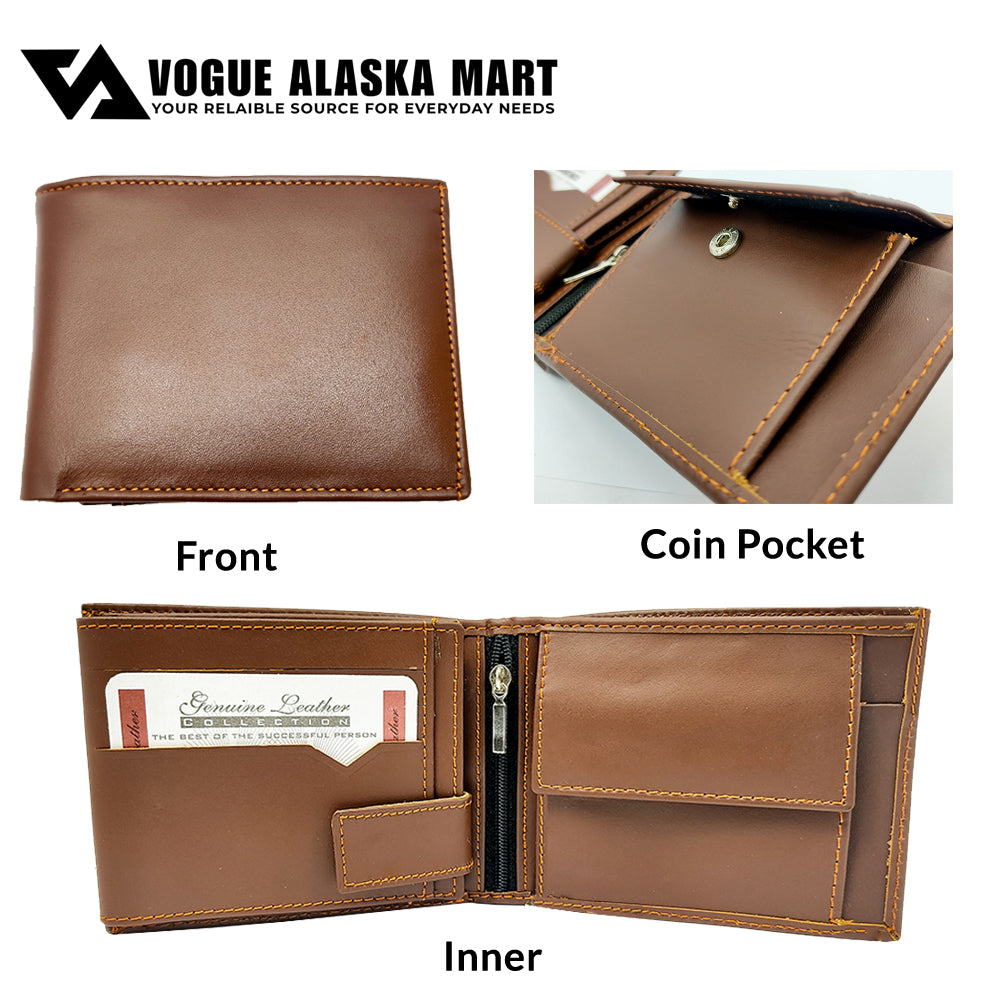 Men’s Fashion Bifold Wallet with Zipper Compartment & Multi-Card Slots