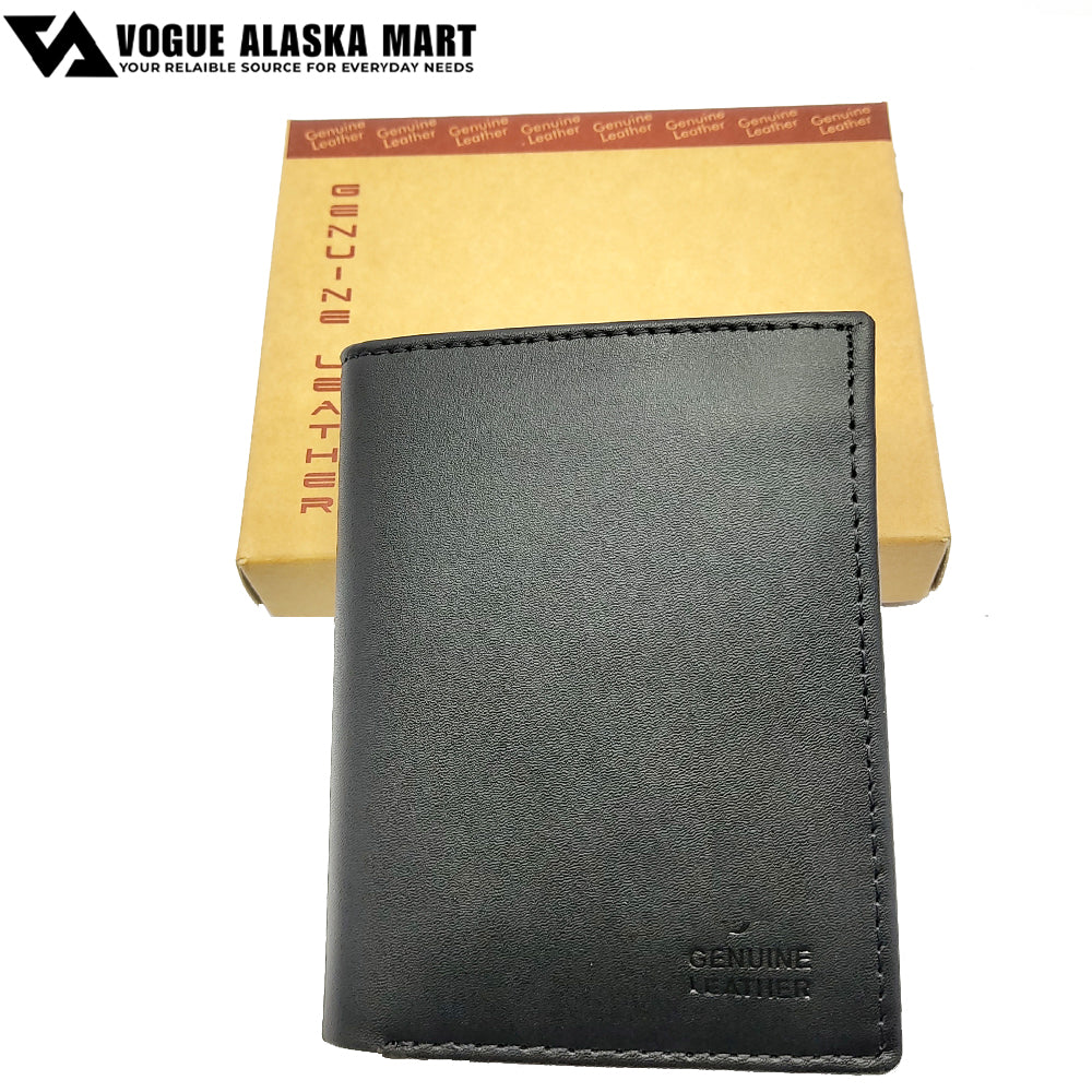 Genuine Cow Leather Slim Bifold Wallet for Men – Business Card Holder