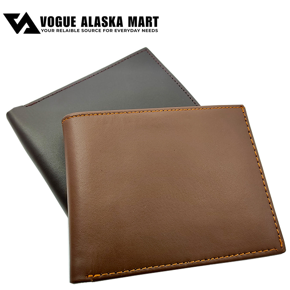 Genuine Cow Leather Slim Bifold Wallet for Men – Business Card Holder