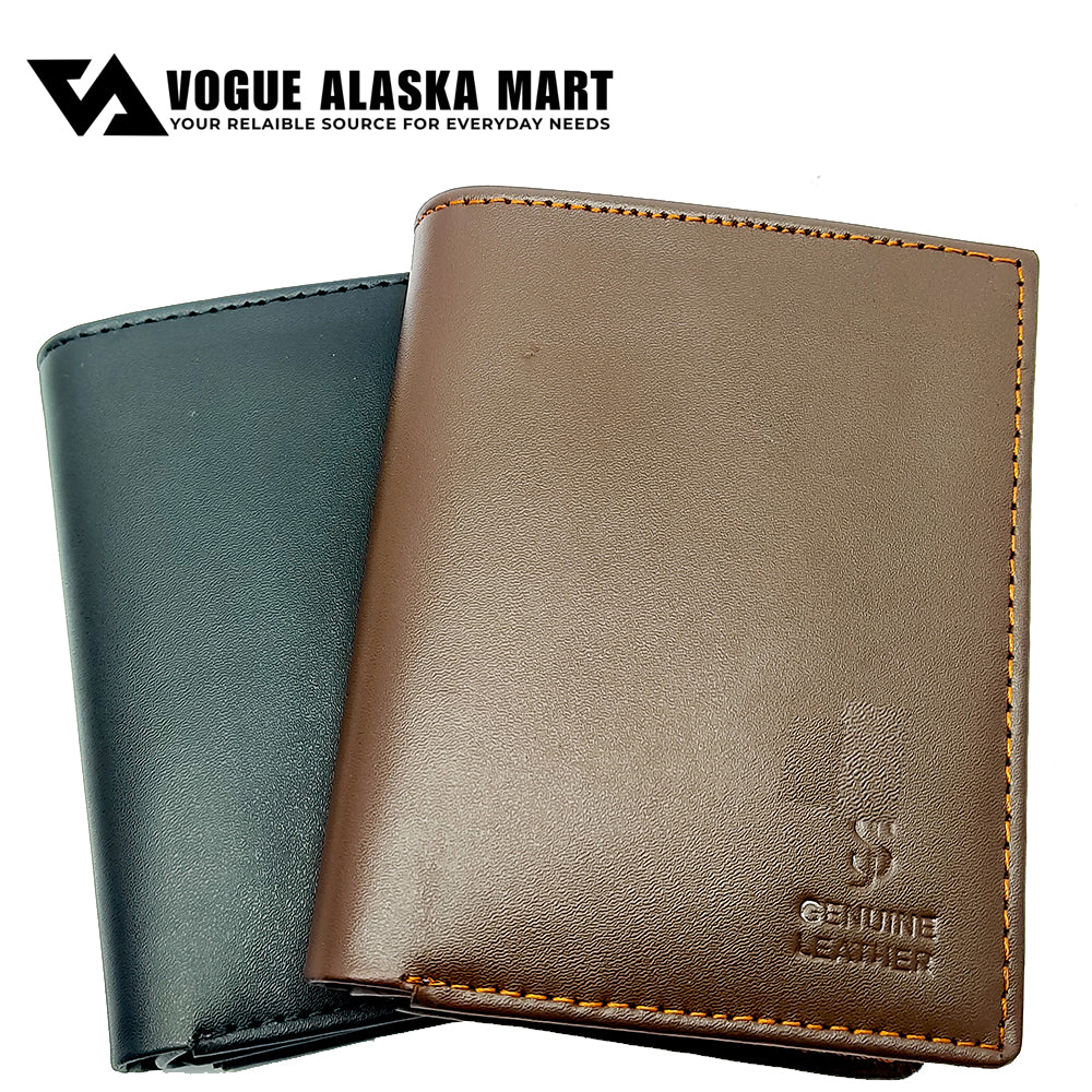 Genuine Cow Leather Slim Bifold Wallet for Men – Business Card Holder