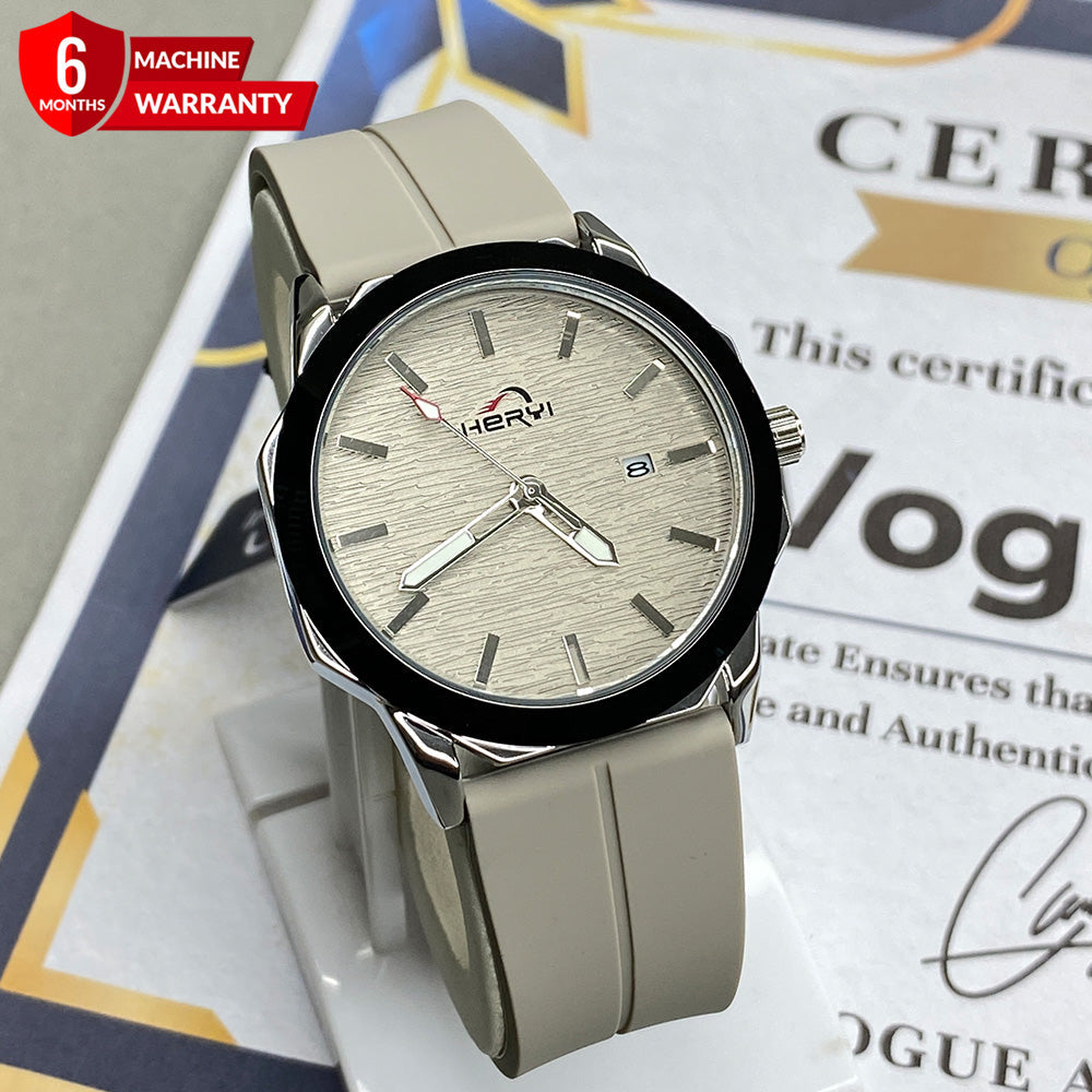 Heyri Silicone Strap Watch for Men with Octagonal Dial Magnetic Lock with Date Display