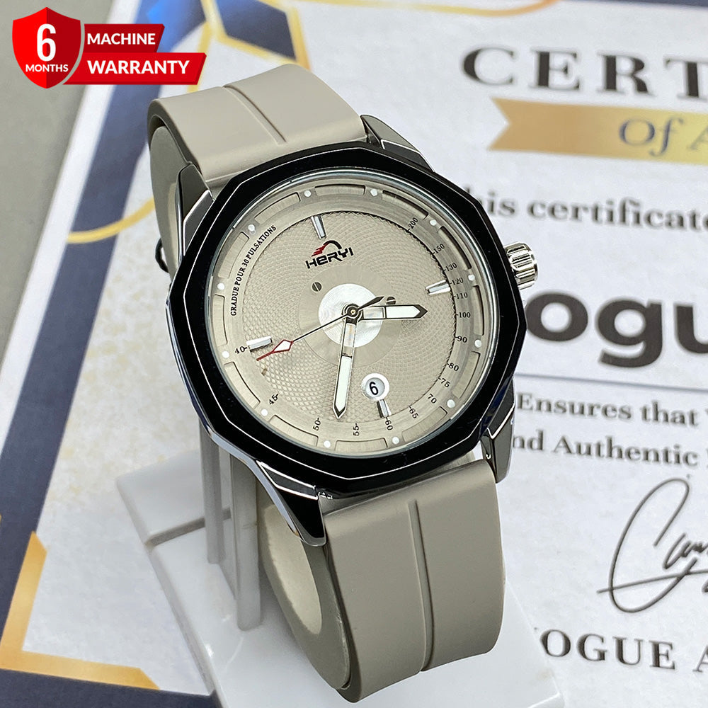 Heyri Octagonal Dial Magnetic Lock Watch for Men with Silicone Straps & Date Display