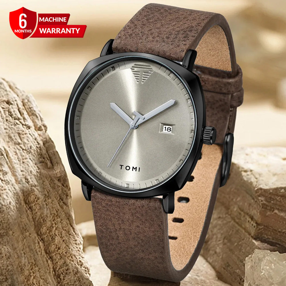 TOMI T-044 Classic Strap Watch for Men with Quartz Movement and Date Display