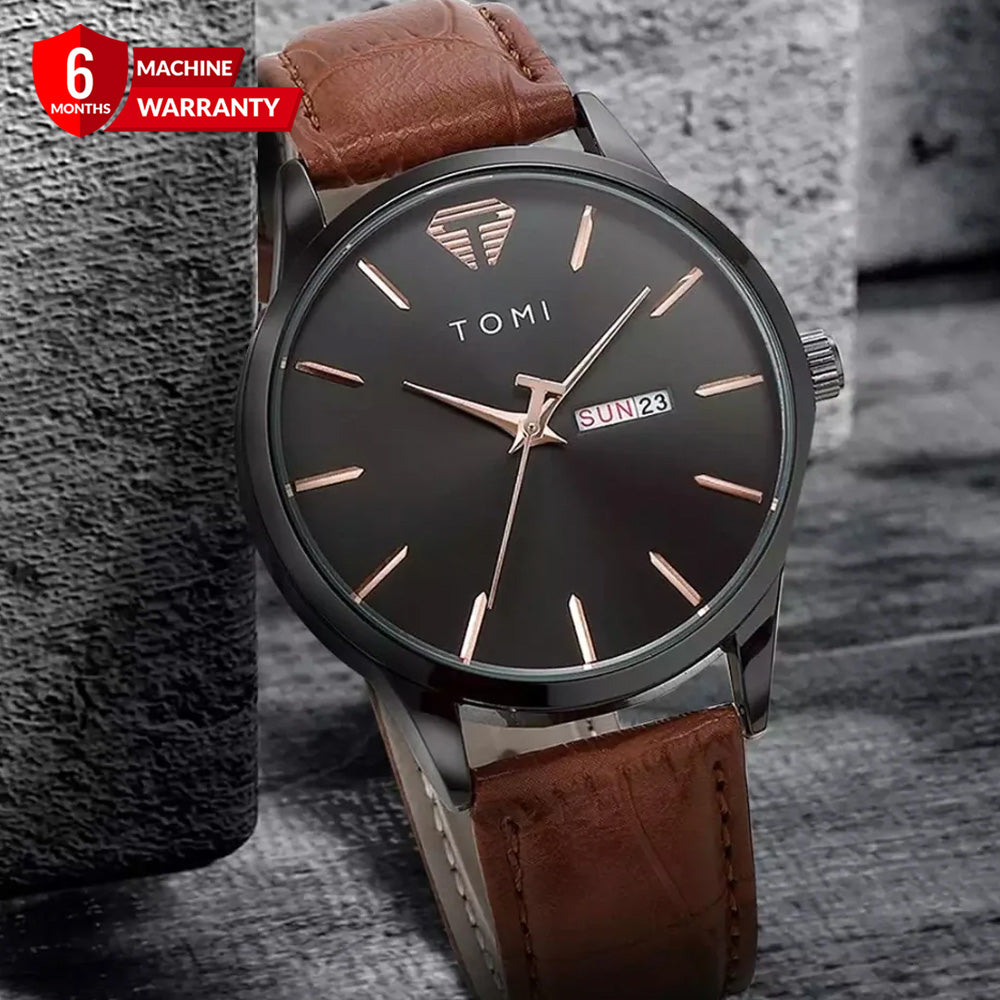 TOMI T-045 Original Straps Watch Date & Day Display  Quartz Movement For Men