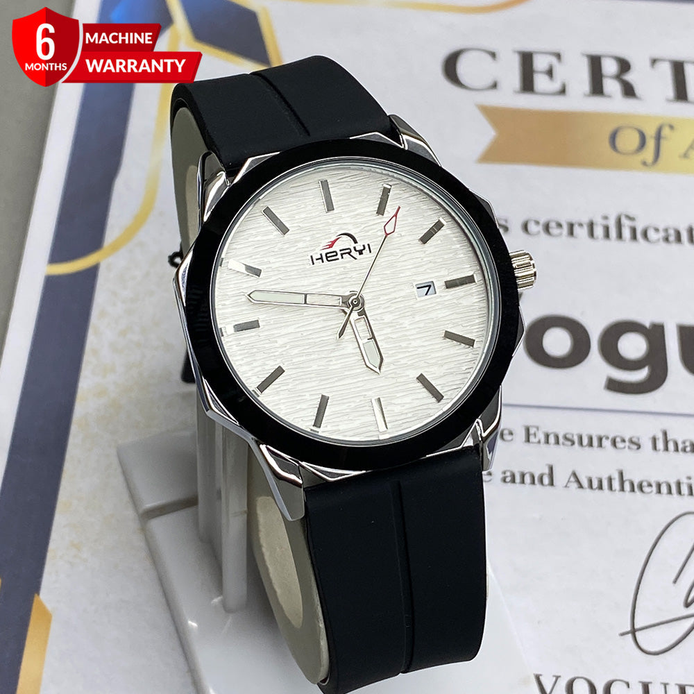 Heyri Silicone Strap Watch for Men with Octagonal Dial Magnetic Lock with Date Display