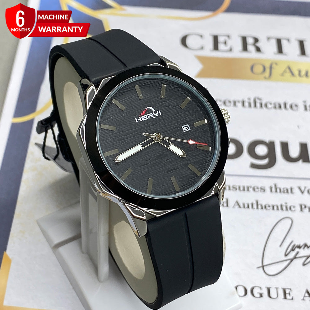 Heyri Silicone Strap Watch for Men with Octagonal Dial Magnetic Lock with Date Display