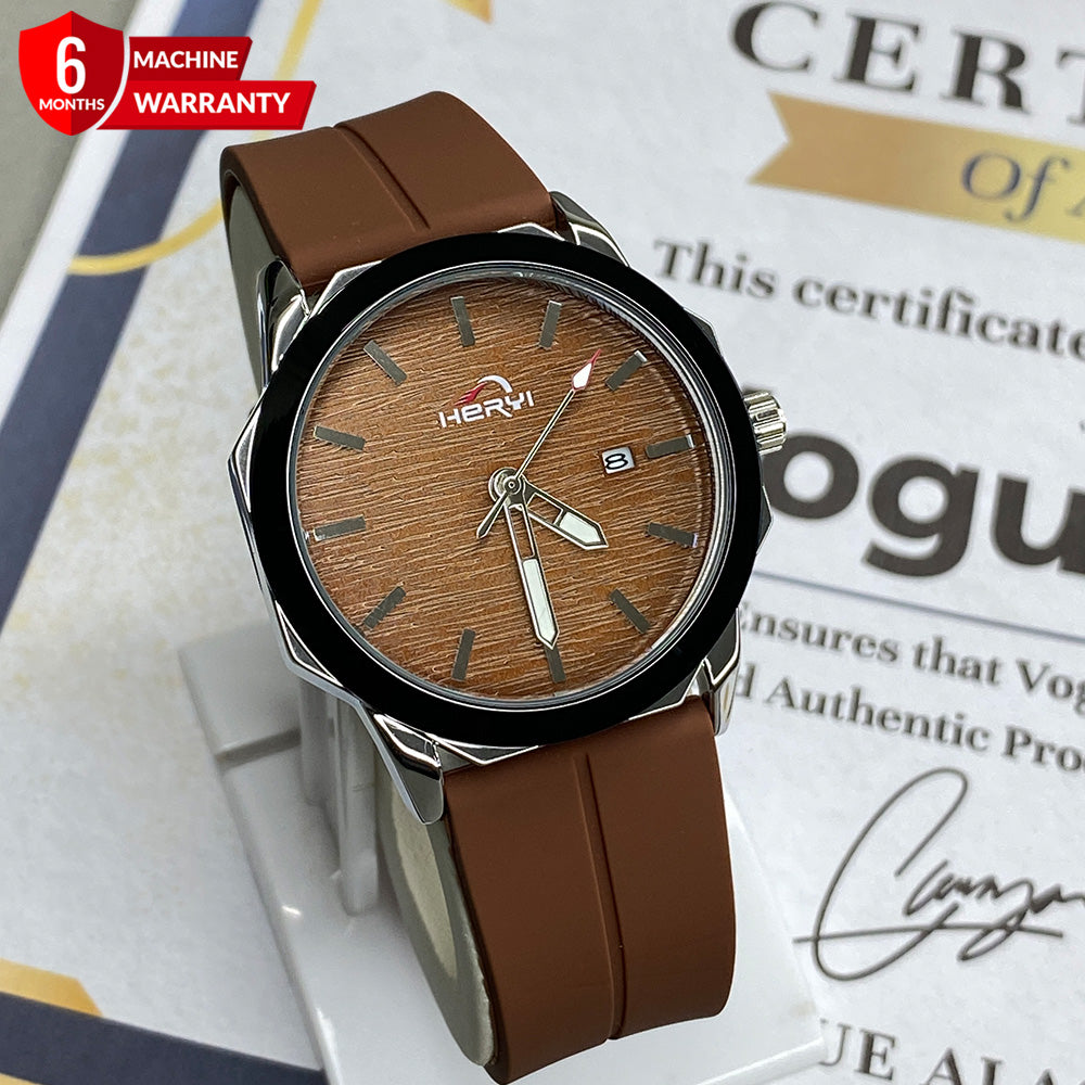 Heyri Silicone Strap Watch for Men with Octagonal Dial Magnetic Lock with Date Display