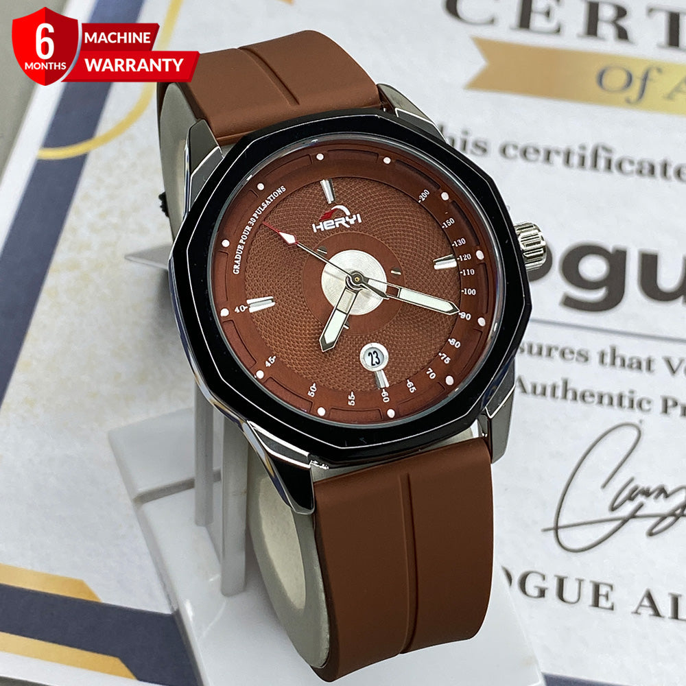 Heyri Octagonal Dial Magnetic Lock Watch for Men with Silicone Straps & Date Display