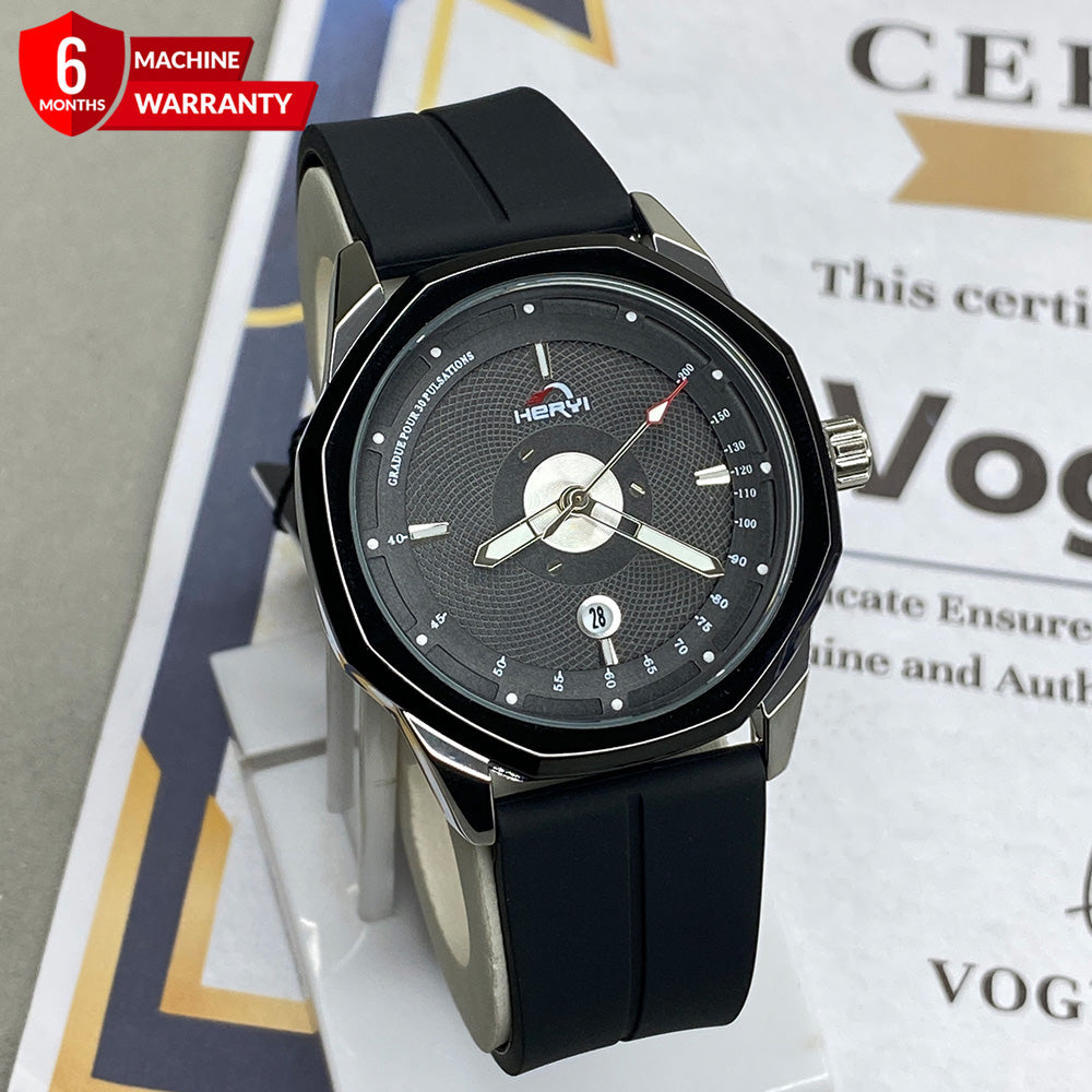Heyri Octagonal Dial Magnetic Lock Watch for Men with Silicone Straps & Date Display