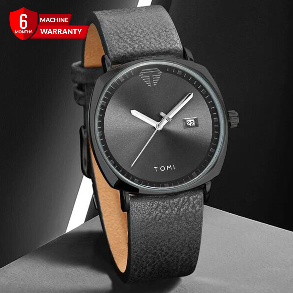 TOMI T-044 Classic Strap Watch for Men with Quartz Movement and Date Display