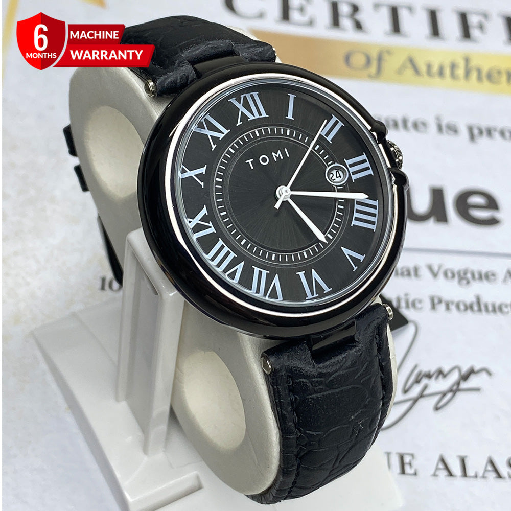 TOMI T-075 Round Dial Watch with Quality Straps & Date Display – For Men