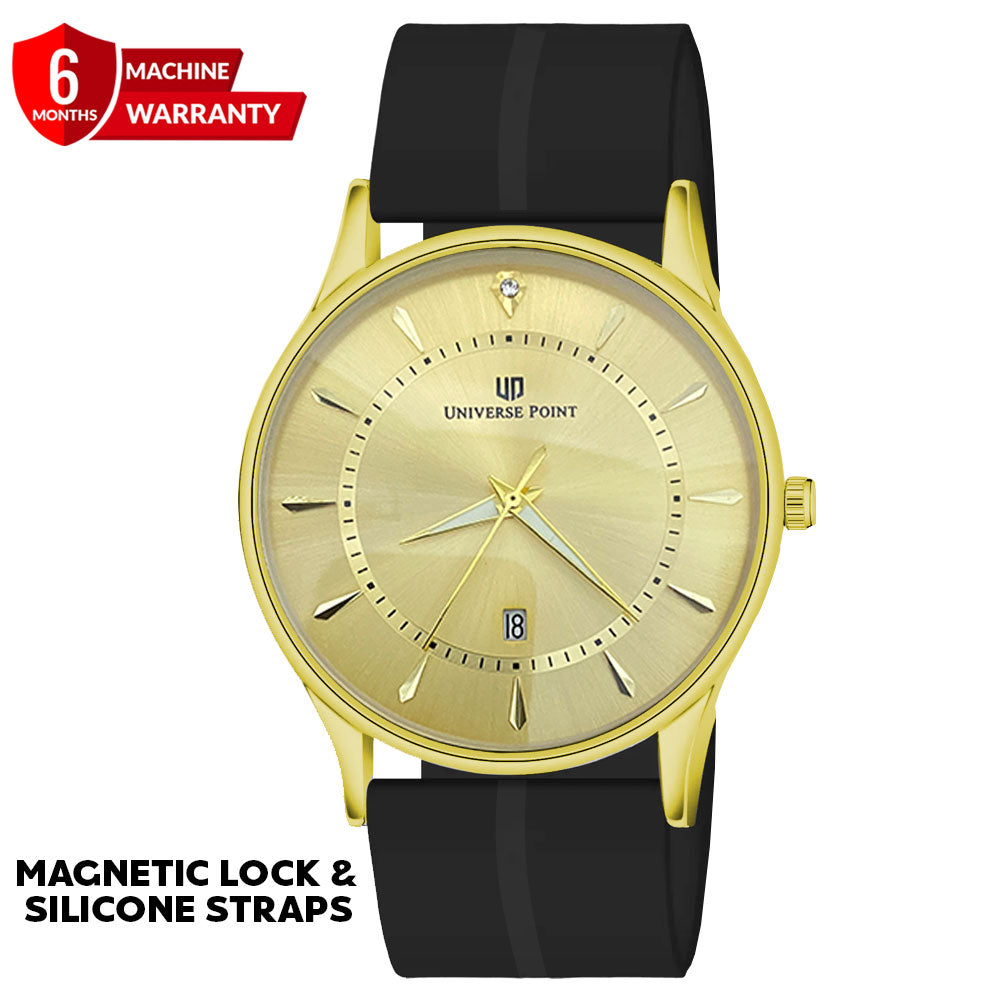 Universe Point Men's Watch with Magnetic Lock and Silicone Rubber Strap