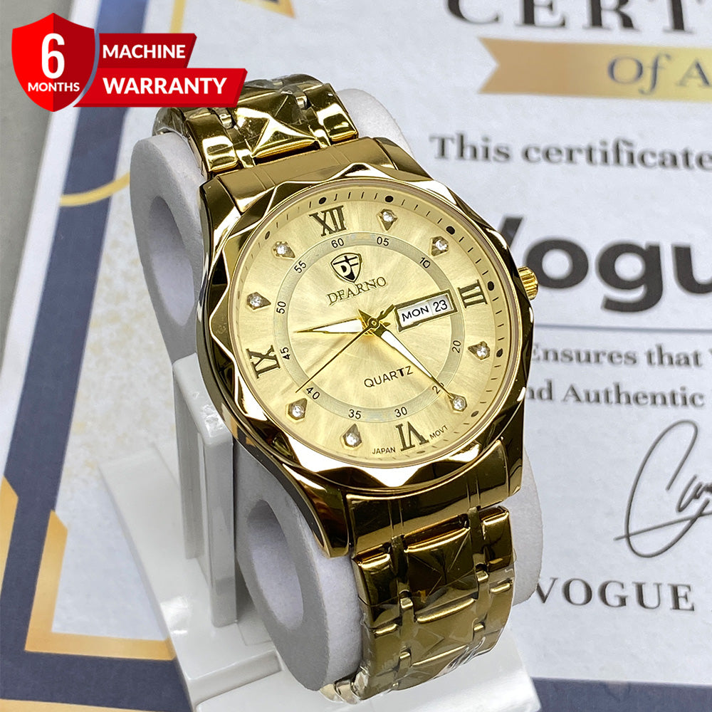 Dearno Prism Design Men's Luxury Chain Watch with Day & Date Display