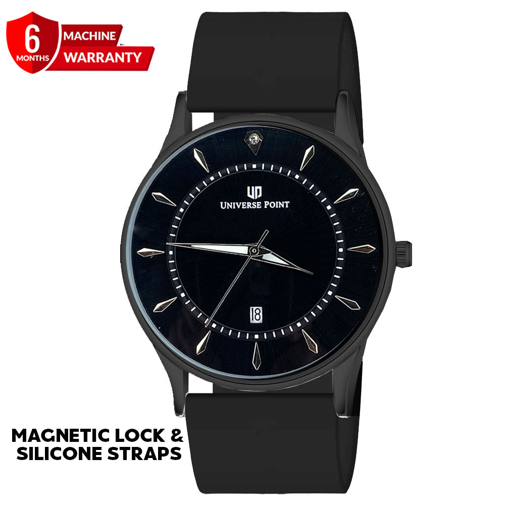 Universe Point Men's Watch with Magnetic Lock and Silicone Rubber Strap