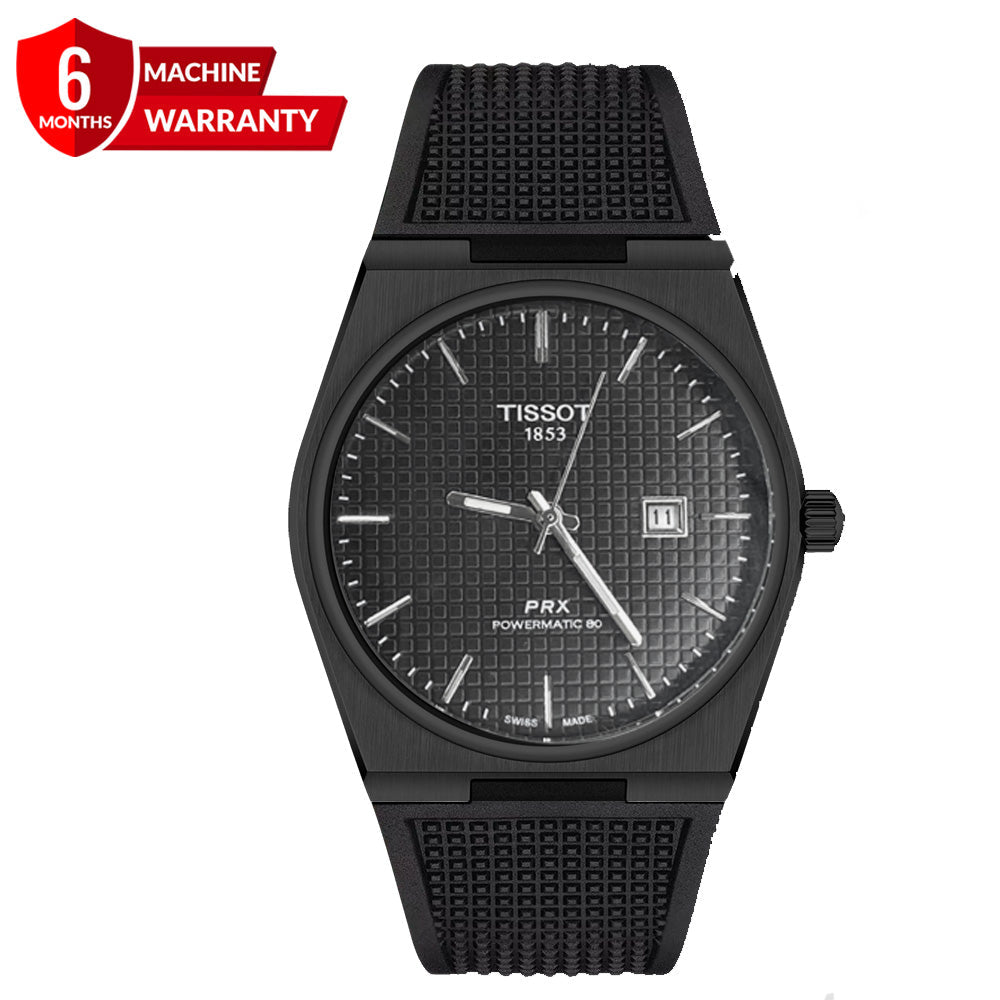 TIS-PRX 1853 Swiss Watch for Men with Silicone Band and Date Display