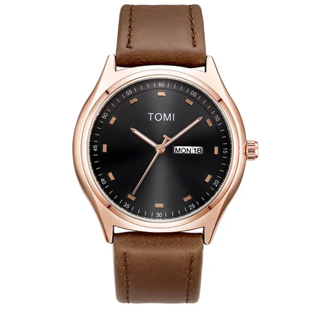 TOMI T-030 Original Quartz Watch with Day & Date Display and Premium Strap for Men