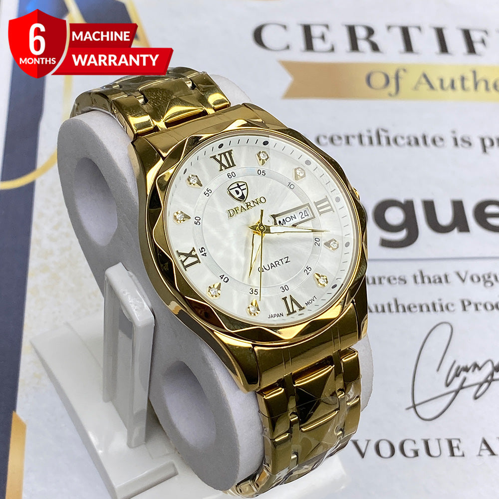 Dearno Prism Design Men's Luxury Chain Watch with Day & Date Display