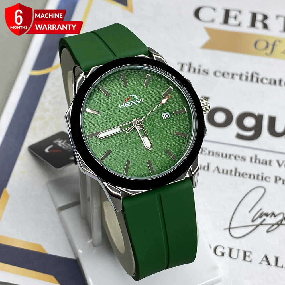 Heyri Silicone Strap Watch for Men with Octagonal Dial Magnetic Lock with Date Display