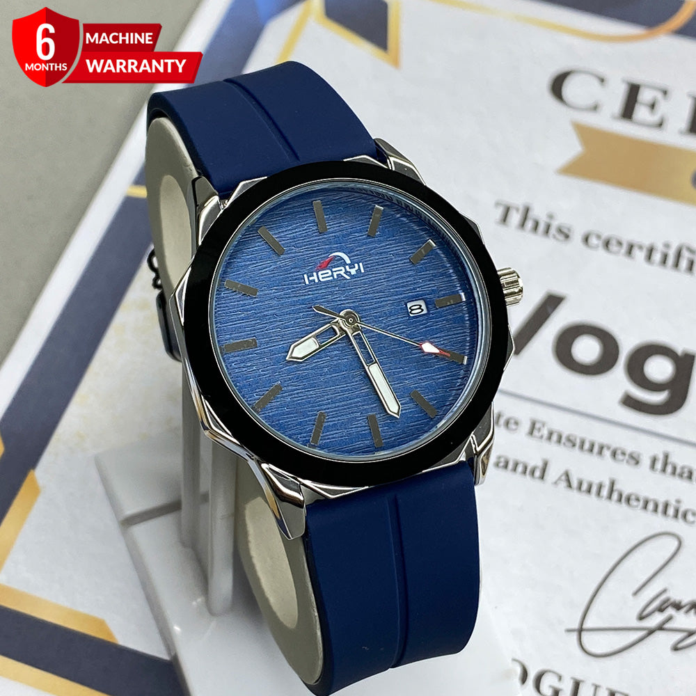 Heyri Silicone Strap Watch for Men with Octagonal Dial Magnetic Lock with Date Display