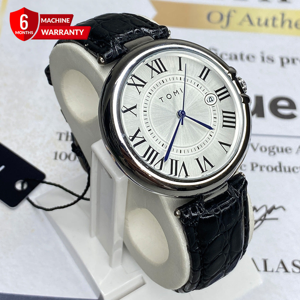 TOMI T-075 Round Dial Watch with Quality Straps & Date Display – For Men