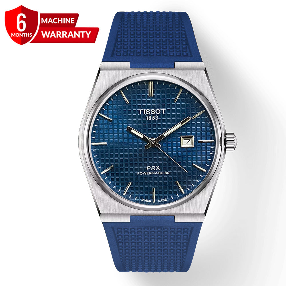 TIS-PRX 1853 Swiss Watch for Men with Silicone Band and Date Display