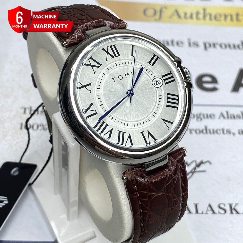 TOMI T-075 Round Dial Watch with Quality Straps & Date Display – For Men