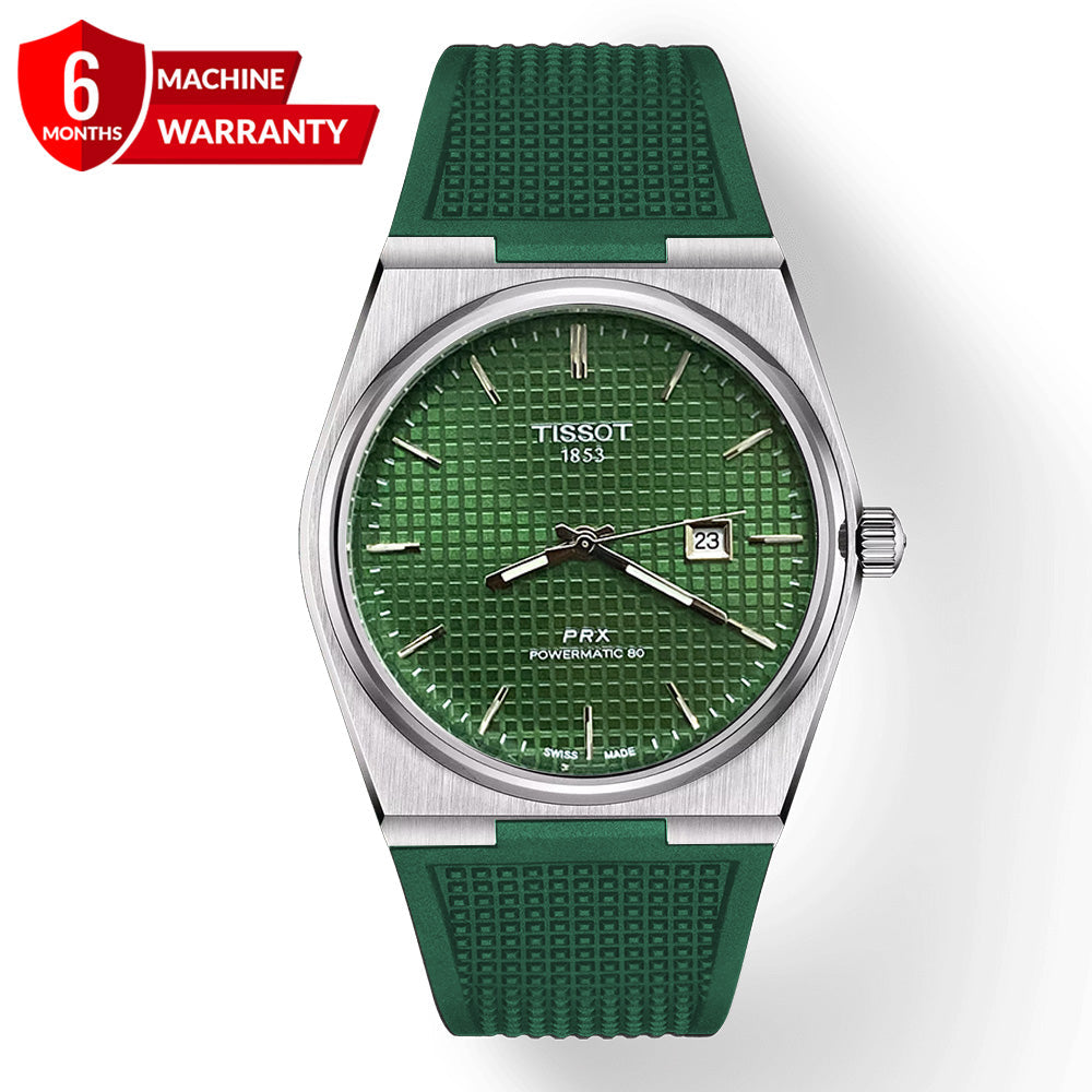 TIS-PRX 1853 Swiss Watch for Men with Silicone Band and Date Display