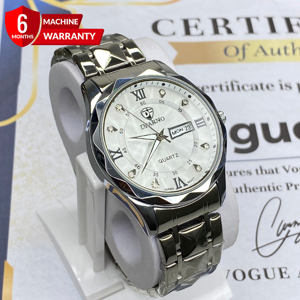 Dearno Prism Design Men's Luxury Chain Watch with Day & Date Display