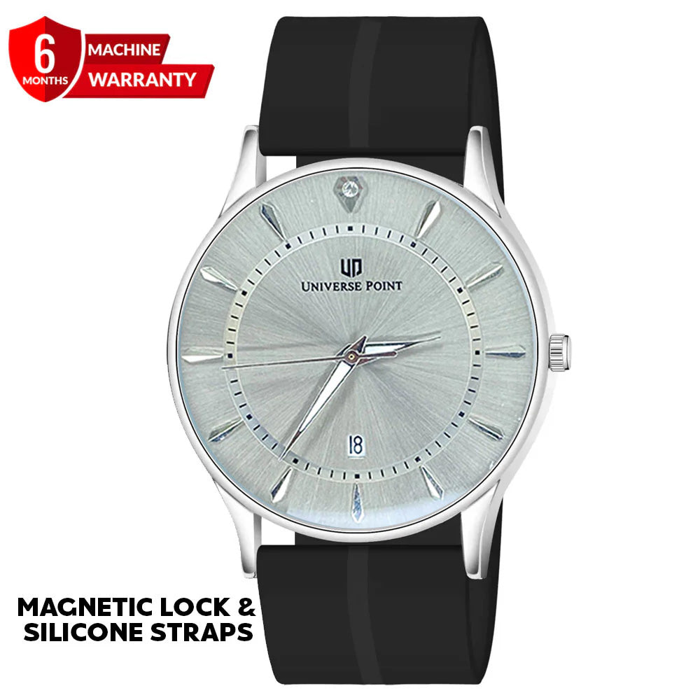 Universe Point Men's Watch with Magnetic Lock and Silicone Rubber Strap